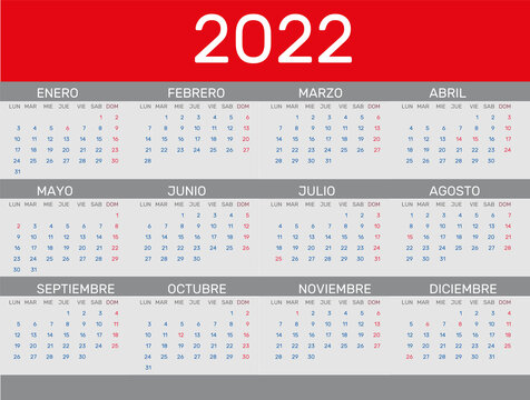 Calendario 2022 En Español Con Festivos