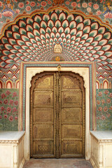 City Palace of Jaipur gold door. India 