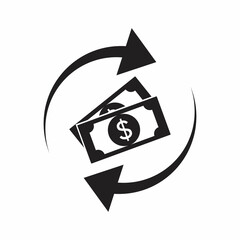 Paper cut Refund money icon isolated on grey background. Financial services, cash back concept, money refund, return on investment