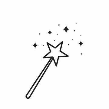 Magic wand outline icon. linear style sign for mobile concept and web design