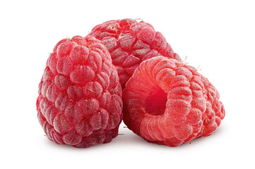 Small heap of raspberries isolated on white