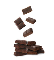 Hematogen bars falling into heap on white background