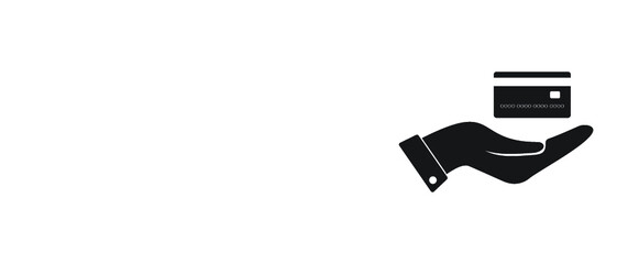 Hand holding credit card icon. Hand holding credit card