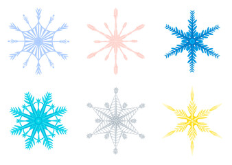 Collection of abstract simple snowflakes with gradient. Christmas decor