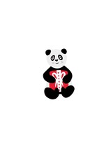 Panda with present, cute panda, holiday panda, panda isolated