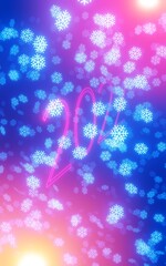 2022 postcard, baner with Christmas background with blue neon snowflakes, 3D rendering, portrait orientation 16x9