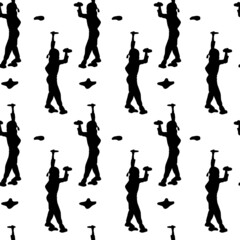 Silhouette of a young rock climber on a climbing wall. Sport, extreme. Vector illustration. Seamless pattern.