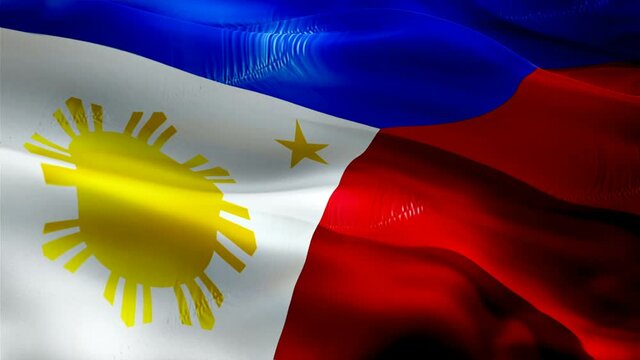 Philippines flag. National 3d Philippines flag waving. Sign of Filipino seamless loop animation. Philippines flag HD Background. Filipino flag Closeup 1080p Full HD video for presentation for Victory 