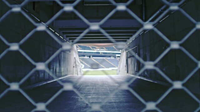 close view of a closed entrance to a soccer stadium in germany, rack focus