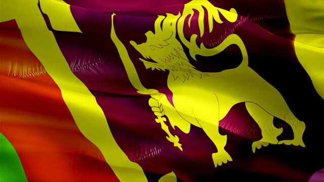 Sri Lanka flag. National 3d Sri Lanka flag waving. Sign of Sri Lankan seamless loop animation. Sri Lanka flag HD Background. Sri Lankan flag isolated Closeup 1080p Full HD video for presentation for V