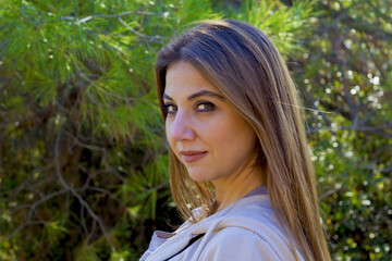 portrait of a beautiful woman looking at camera