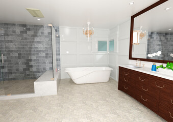 3D Rendering Classic Bathroom