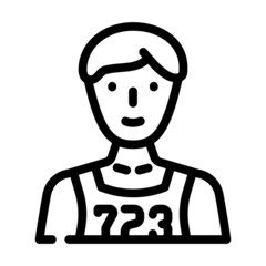 athlete with number line icon vector. athlete with number sign. isolated contour symbol black illustration