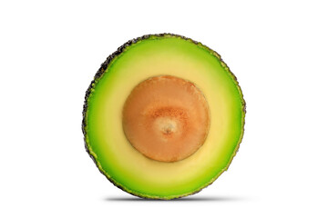 Avocado with cut in half isolated on white background.