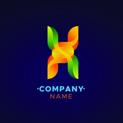 colorful H Letter logo, abstract colorful illustration