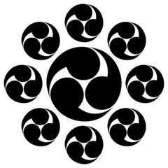 宮本武蔵の家紋です。九曜巴といいます。