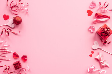 Pink party supplies for Valentines Day or birthday celebration