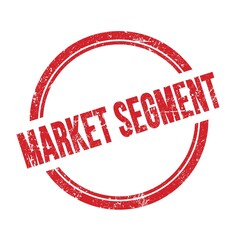 MARKET SEGMENT text written on red grungy round stamp.