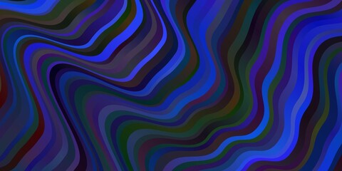 Fototapeta na wymiar Dark BLUE vector backdrop with bent lines.
