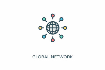 GLOBAL NETWORK icon in vector. Logotype