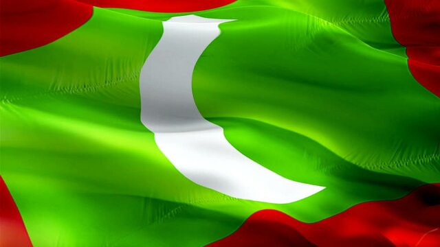 Maldives Island flag. National 3d Maldives flag waving. Sign of Maldivian seamless loop animation. Maldives flag HD Background. Maldivian flag Closeup 1080p Full HD video for presentation for Victory 