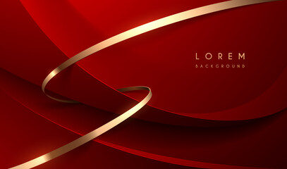 Abstract red and gold ribbons background