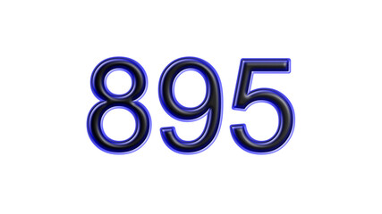 blue 895 number 3d effect white background