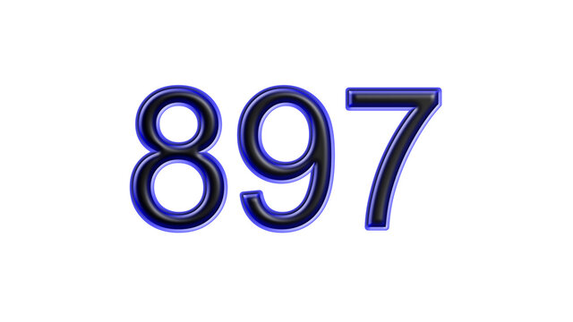 blue 897 number 3d effect white background