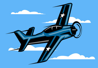 Vintage plane aviation illustration © iyas