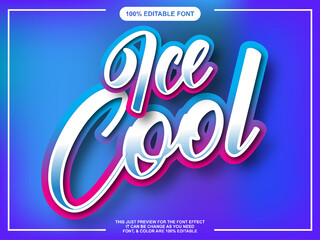 3d ice cool script text style font effect 100% easy editable 