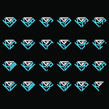 GKA to GKZ letter logo creative design, Multiple triple letter logo design