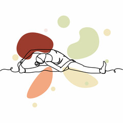 Vector abstract continuous one single simple line drawing icon of attractive woman in sports yoga performs gymnasticl in silhouette sketch. Perfect for greeting cards