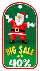 christmas tag with Santa Claus 40% discount