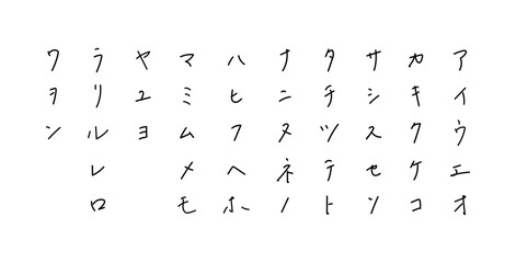 手描きのカタカナ　ボールペン字