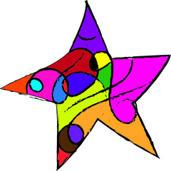 Colorful star drawing abstract vector