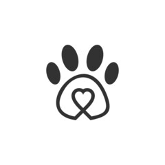 Obraz premium Love dog paw icon in flat design