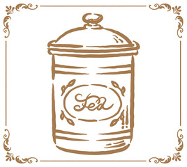 アンティークな紅茶缶。ベクターイラスト素材