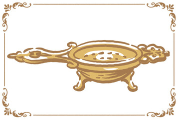 ティーストレーナー・茶こし。アンティーク小物。ベクターイラスト素材