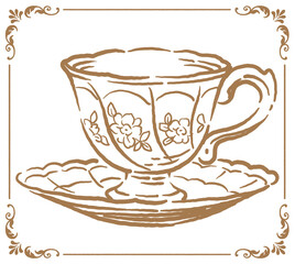 ティーカップ。アンティーク小物。ベクターイラスト素材