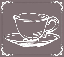 ティーカップ。アンティーク小物。ベクターイラスト素材
