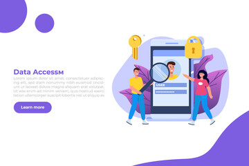 Cybersecurity, Data Access, Protection network safe data concept. Web page design templates. Vector illustration