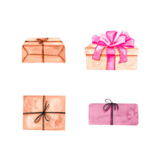 New Year's gifts in watercolor in vintage style