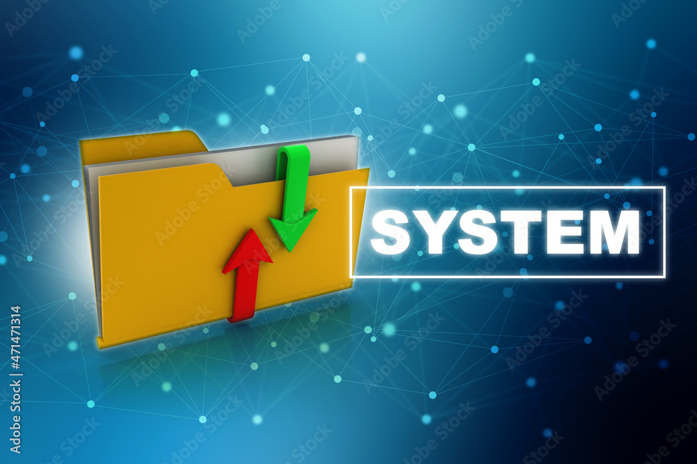 Poster 3d rendering folder with upload download icon