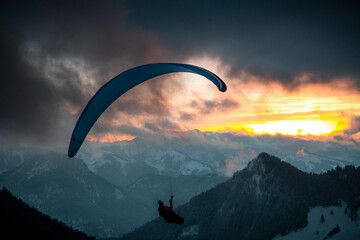Paraglider in the evening