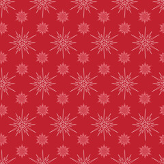 Naklejka na ściany i meble Winter snowy christmas seamless pattern, crystal symmetrical snowflake