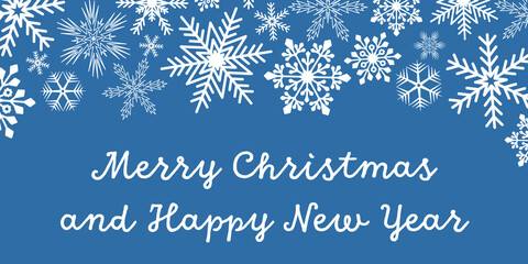 Fototapeta premium Merry Christmas and Happy New Year text flyer header background, festive christmas card