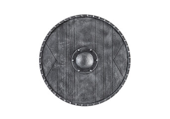 Old round shield isolated on white background with clipping path