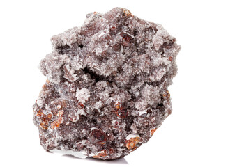 Macro stone mineral quartz Sphalerite on a white background