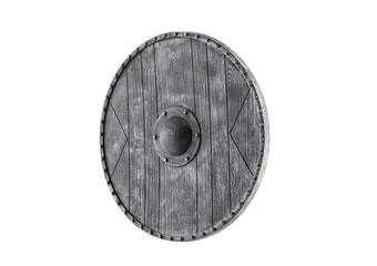 Old round shield isolated on white background with clipping path