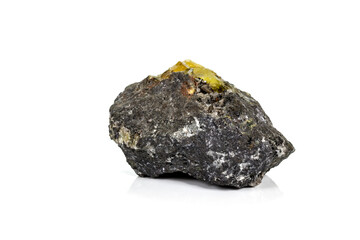 Macro of mineral stone Anglesite in Galena on white background